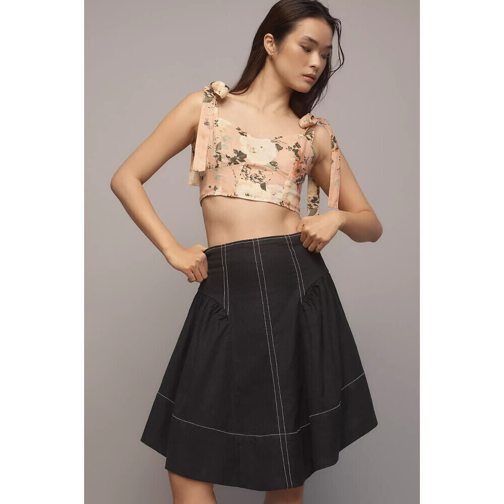 By Anthropologie Linen Blend A-Line Skirt XL